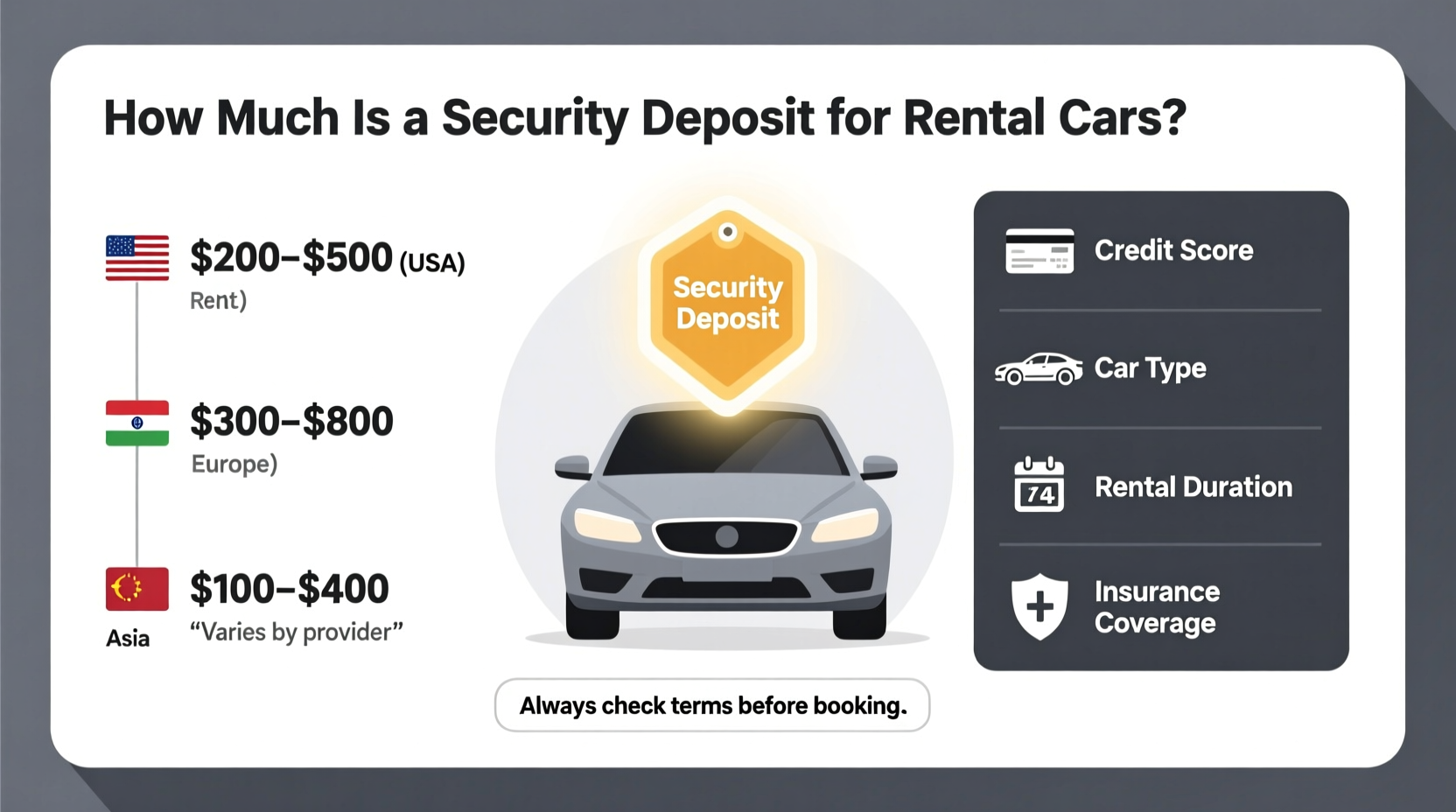 how much is security deposit for rental car