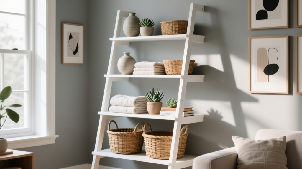 Ladder Shelves With Baskets: Smart Storage Solutions