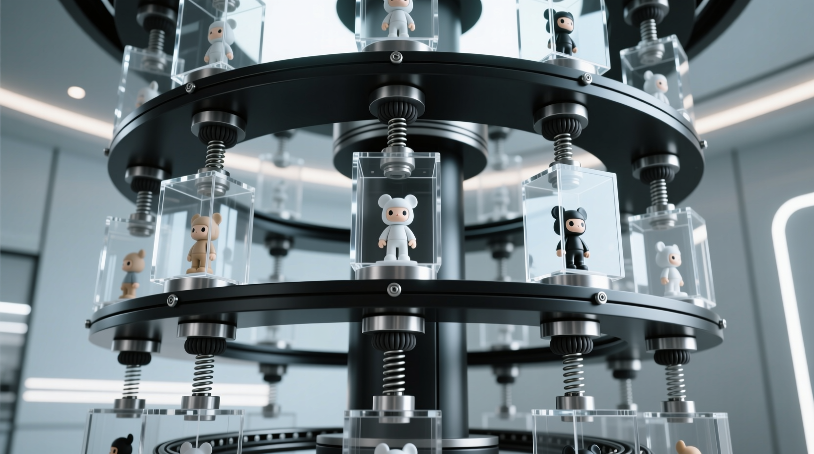 how to store anime figures on rotating shelves