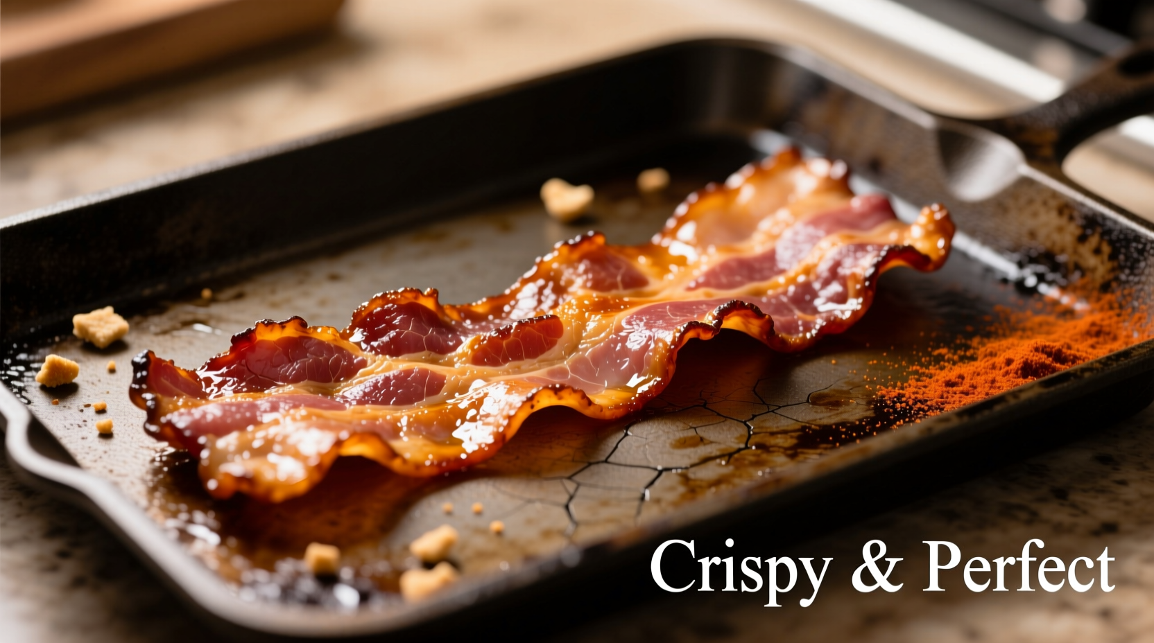 Knuspriger Speck auf Backblech