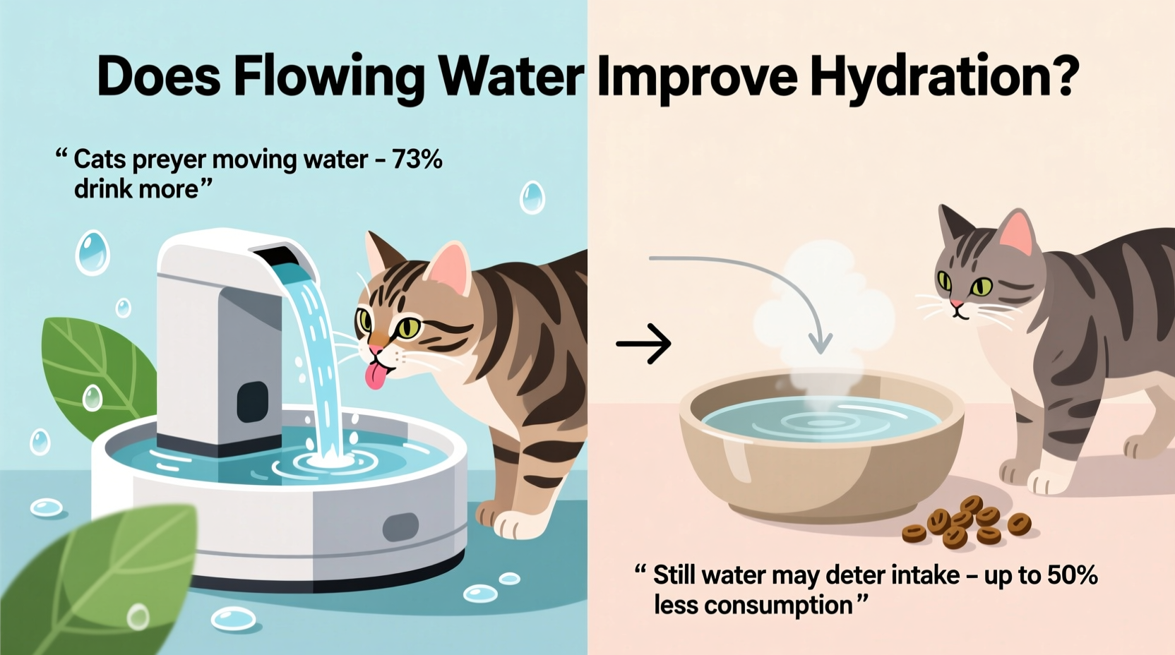 cat water fountain vs regular bowl does flowing water improve hydration