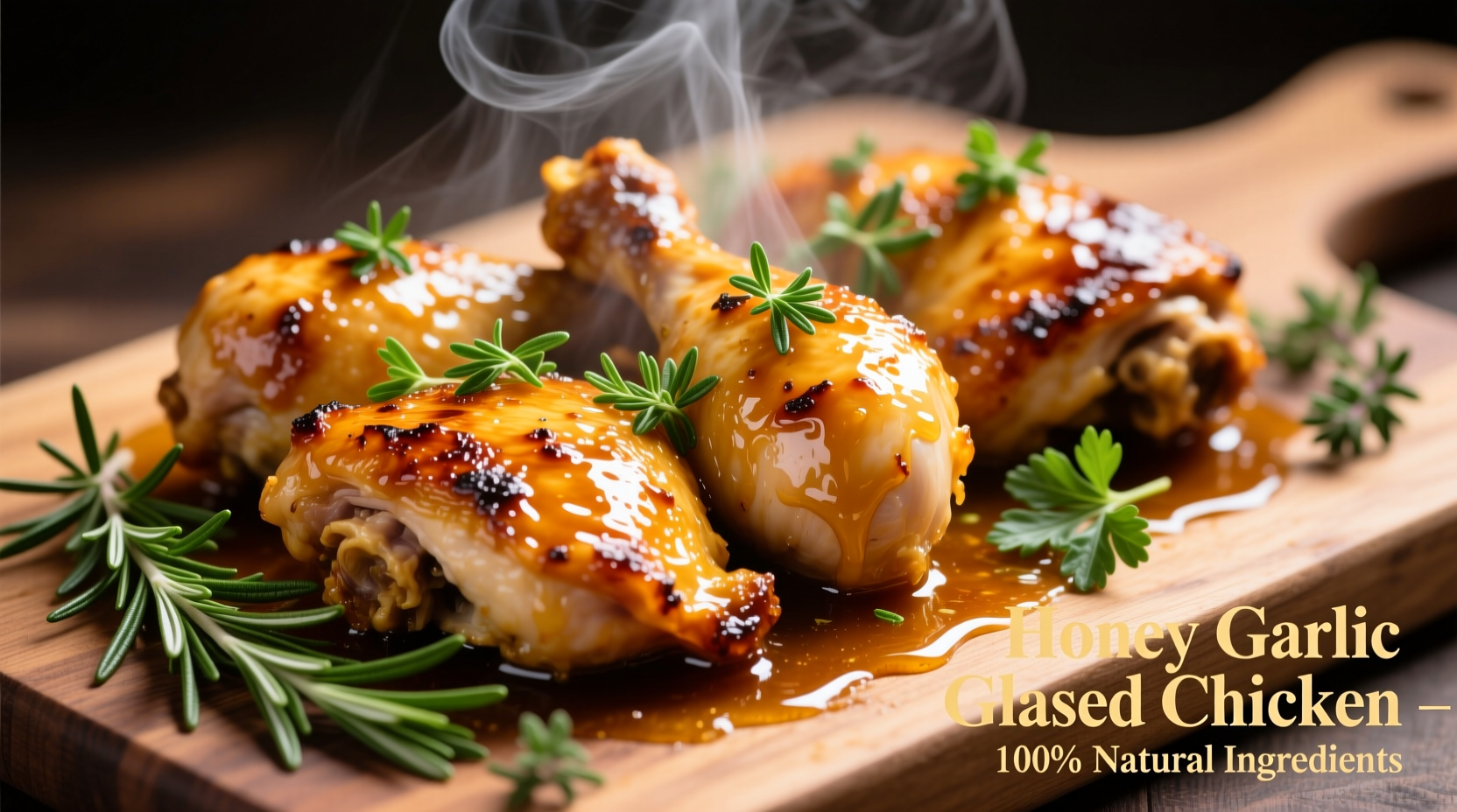 Golden baked garlic honey chicken with fresh herbs