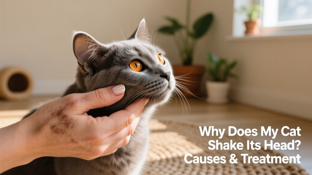 Gentle hand holding a cat's head while carefully inspecting the outer ear