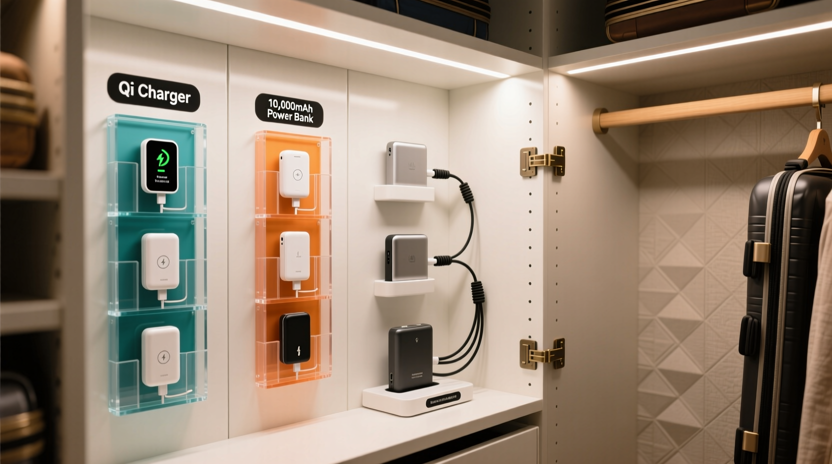 closet organization tips for charging gear