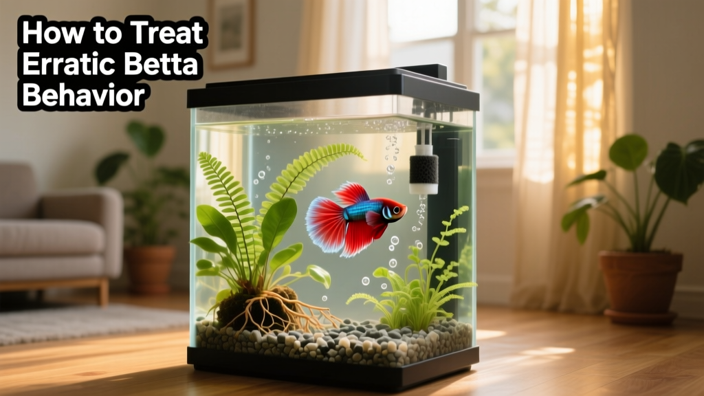 Well-maintained 5-gallon betta tank with live plants, gentle filtration, and clean water
