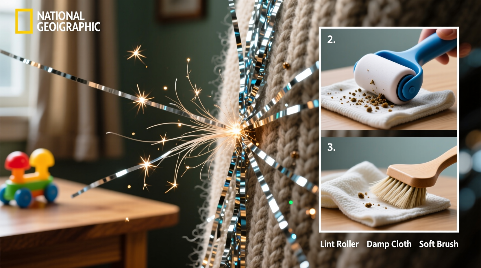 why does tinsel stick to everything and how to remove it completely