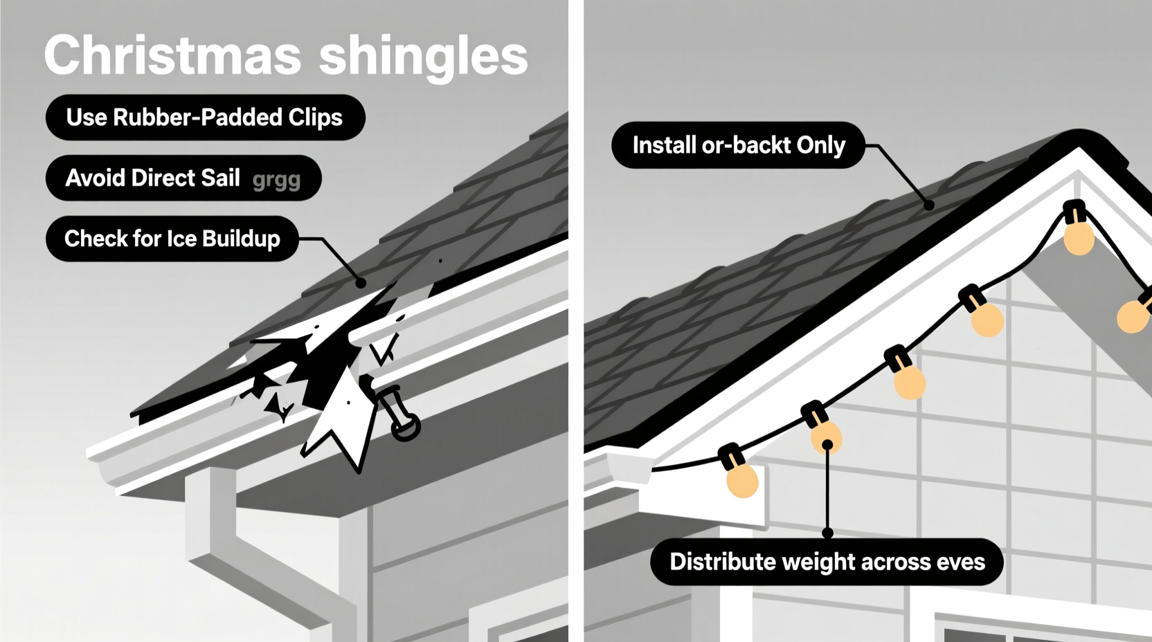 how to prevent christmas light clips from damaging gutters and shingles