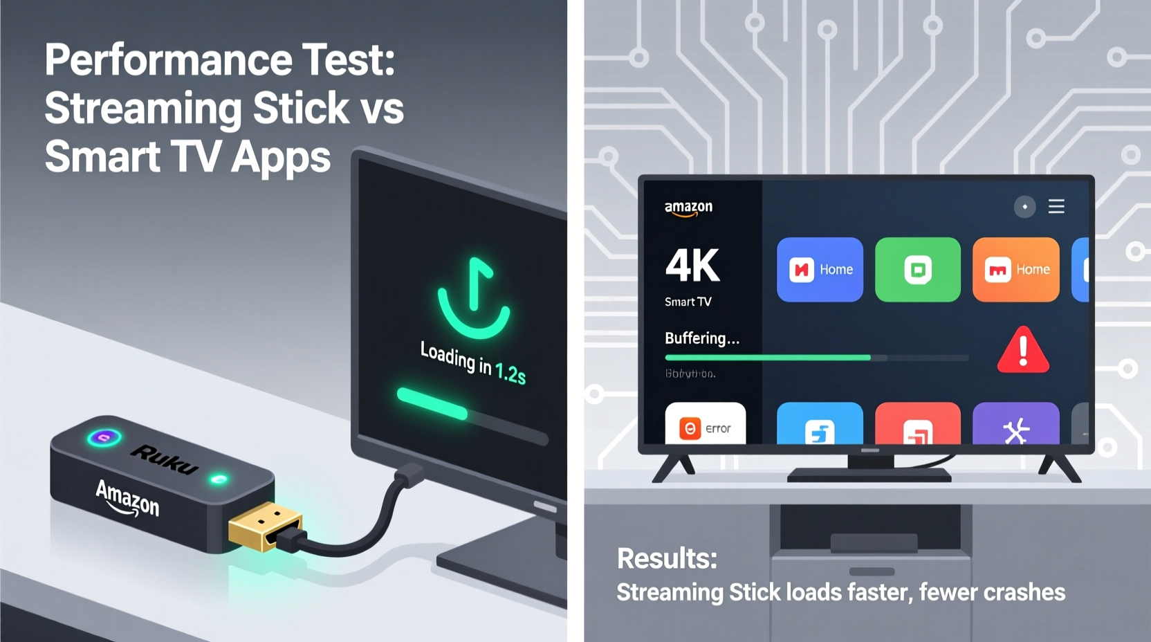 streaming stick vs smart tv built in apps which loads faster with fewer crashes