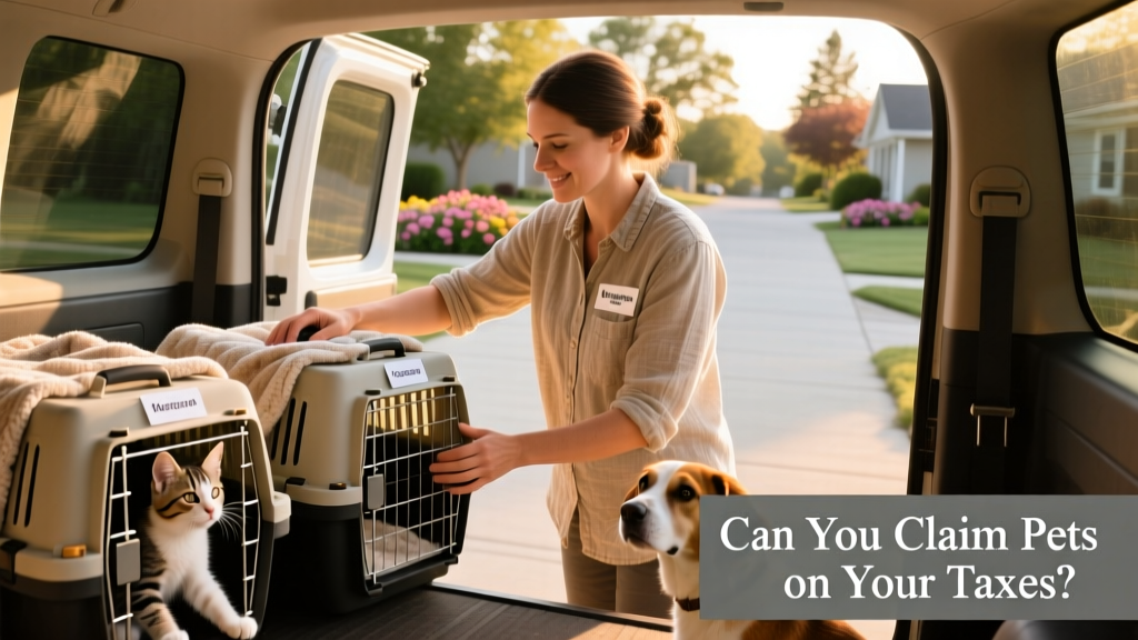 Volunteer loading pet carriers into a vehicle for transport to a new shelter location