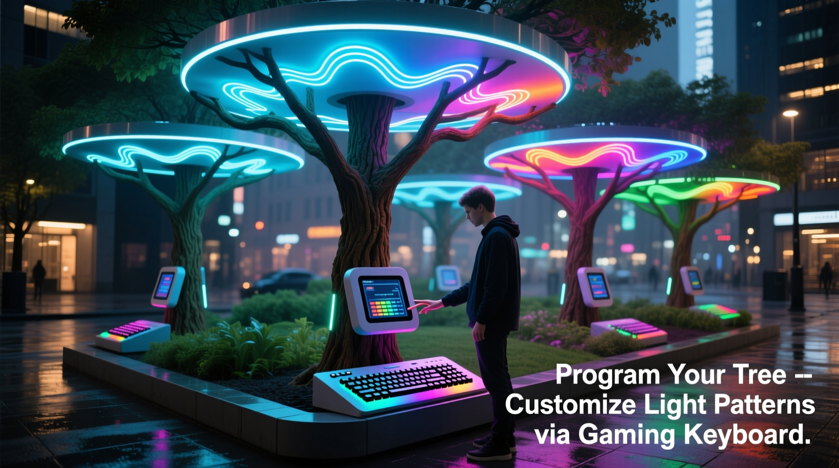 how to use gaming keyboards to program custom light patterns on smart trees