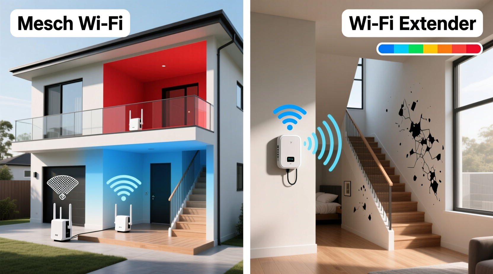 mesh wifi vs wifi extender solving dead zones in two story homes