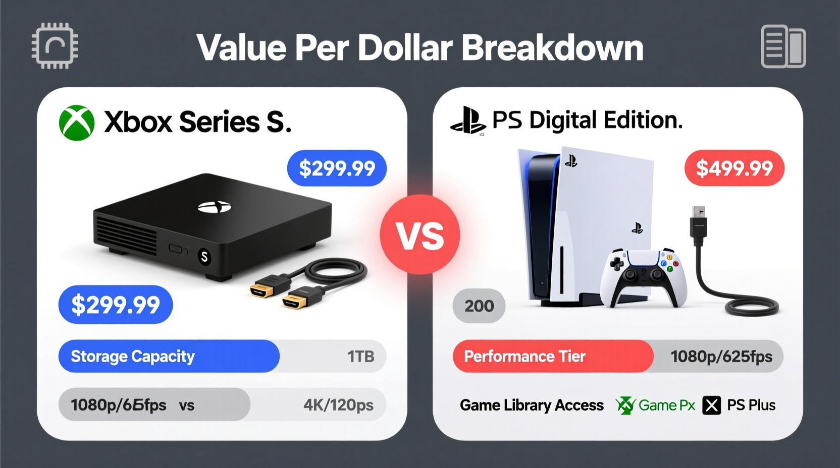 xbox series s vs ps5 digital edition which gives more value per dollar