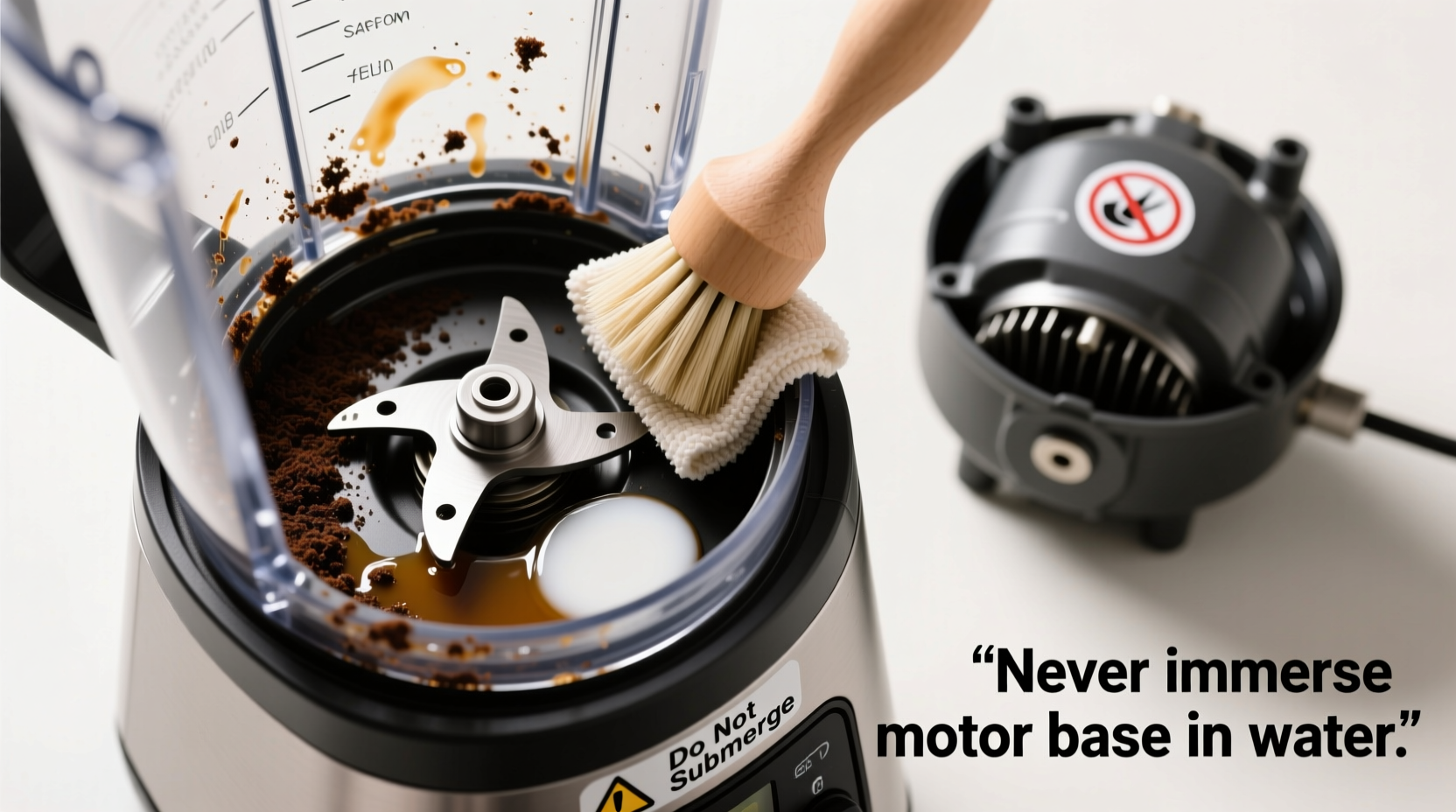 how to deep clean a blender base without damaging the motor unit