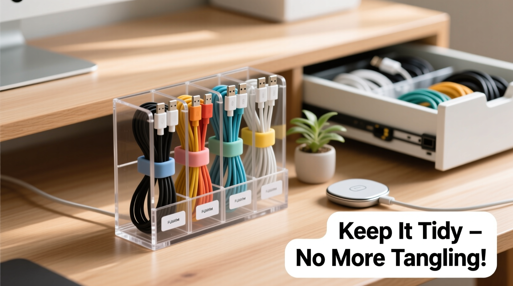 how to organize charging cables so they dont tangle or clutter drawers