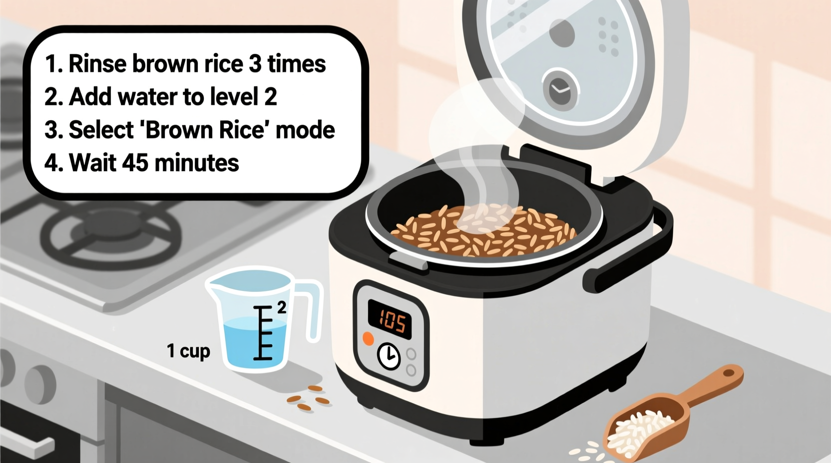 how to cook brown rice using rice cooker