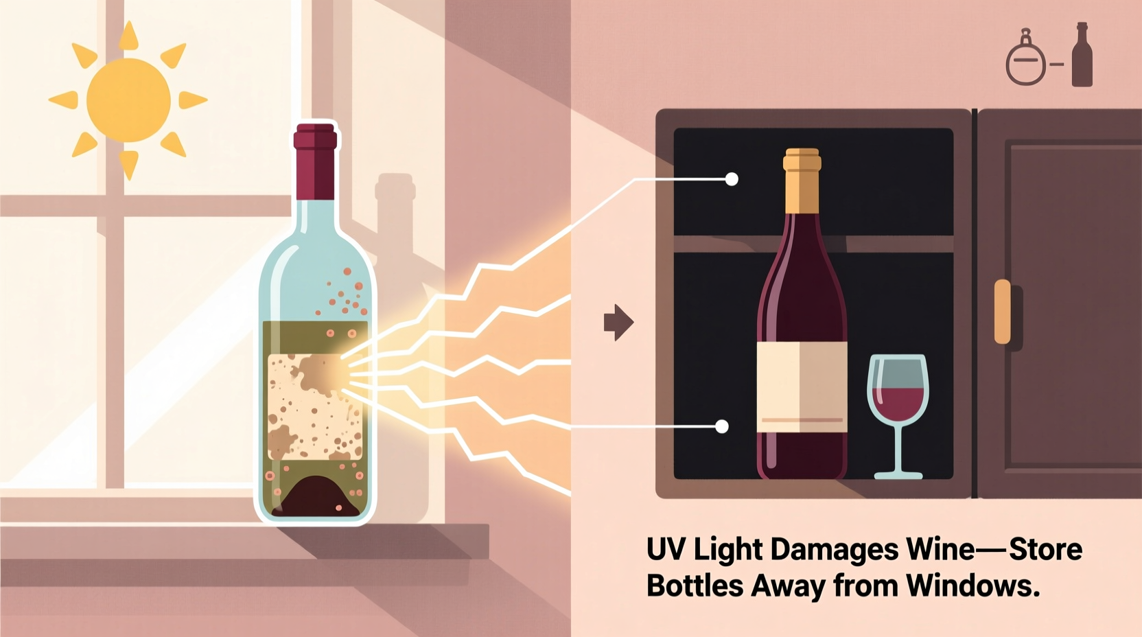does UV light damage wine stored near windows in your home
