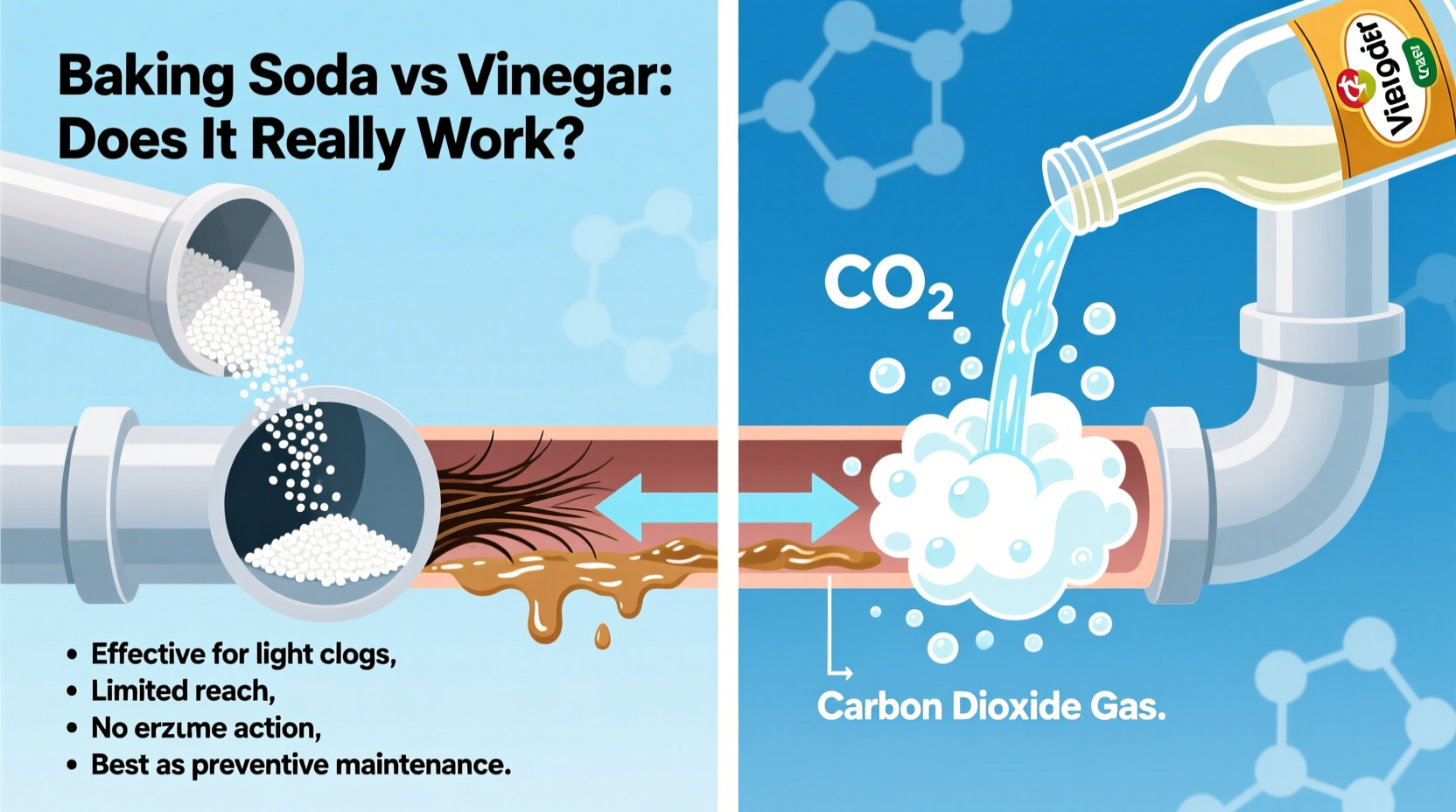 baking soda vs vinegar for unclogging drains does the classic combo work