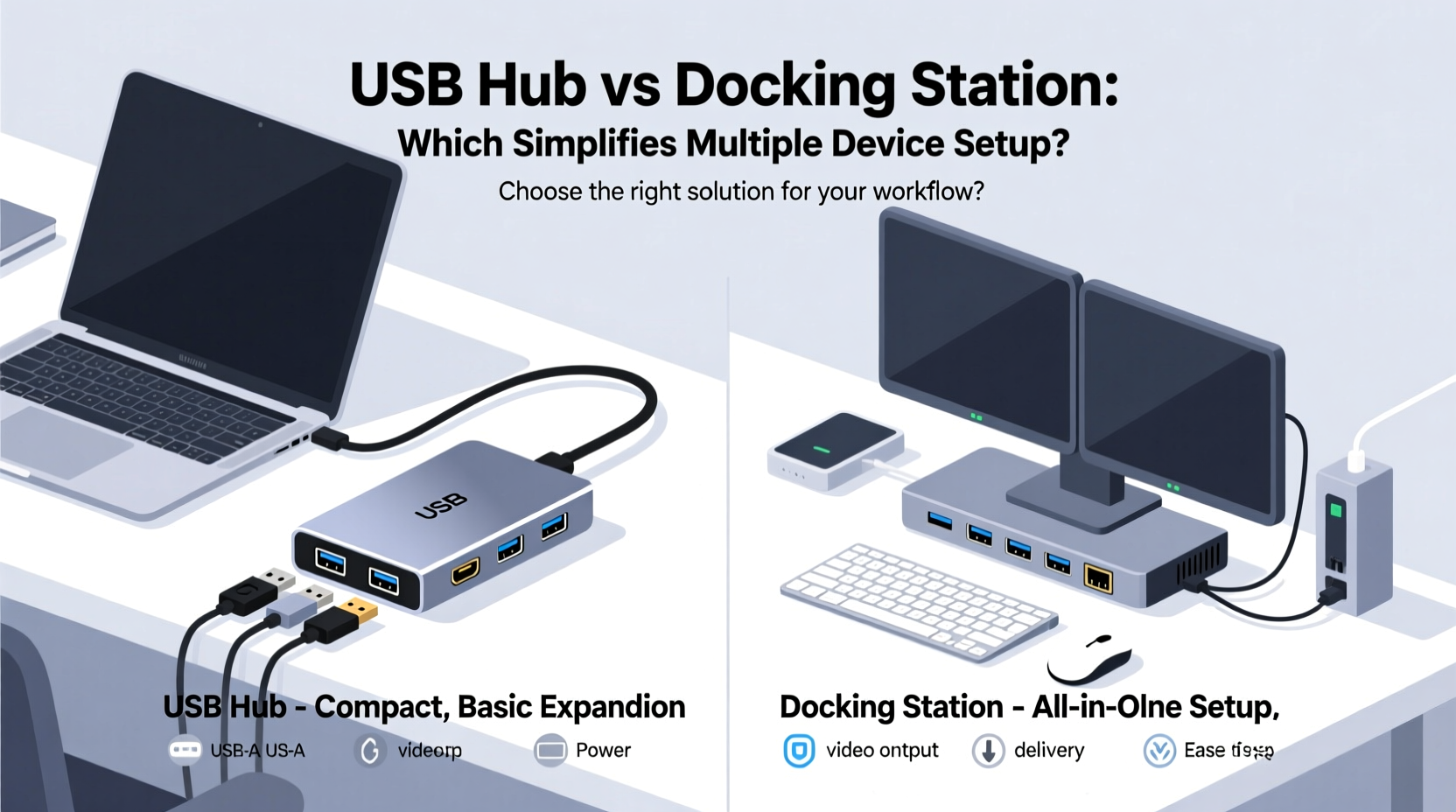 usb hub vs docking station which simplifies multiple device setup