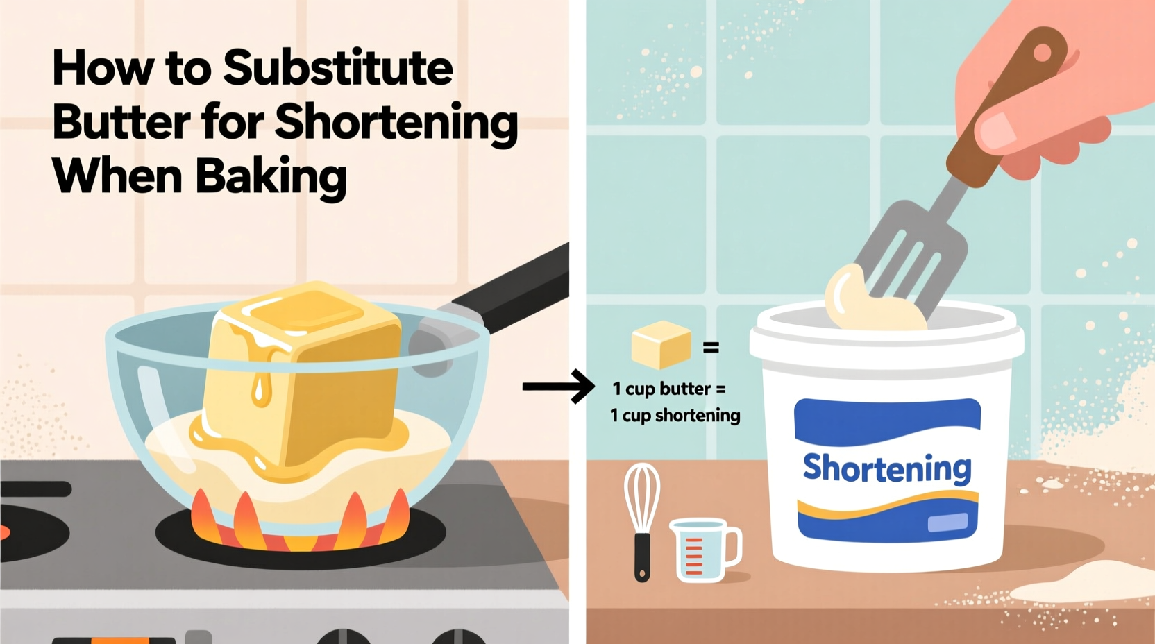 how to substitute butter for shortening when baking