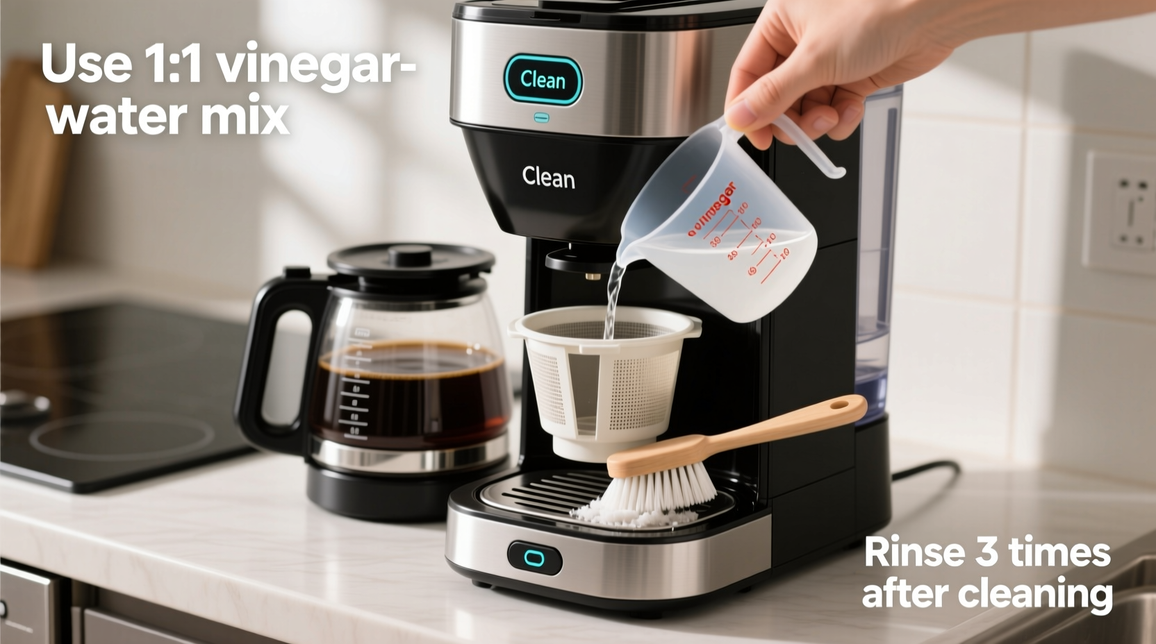 how to clean a coffee maker with vinegar without damaging seals