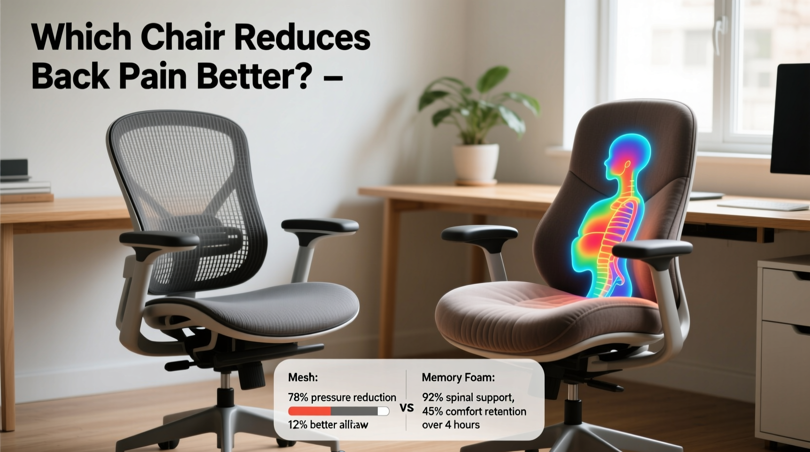 mesh vs memory foam office chairs which reduces back pain better