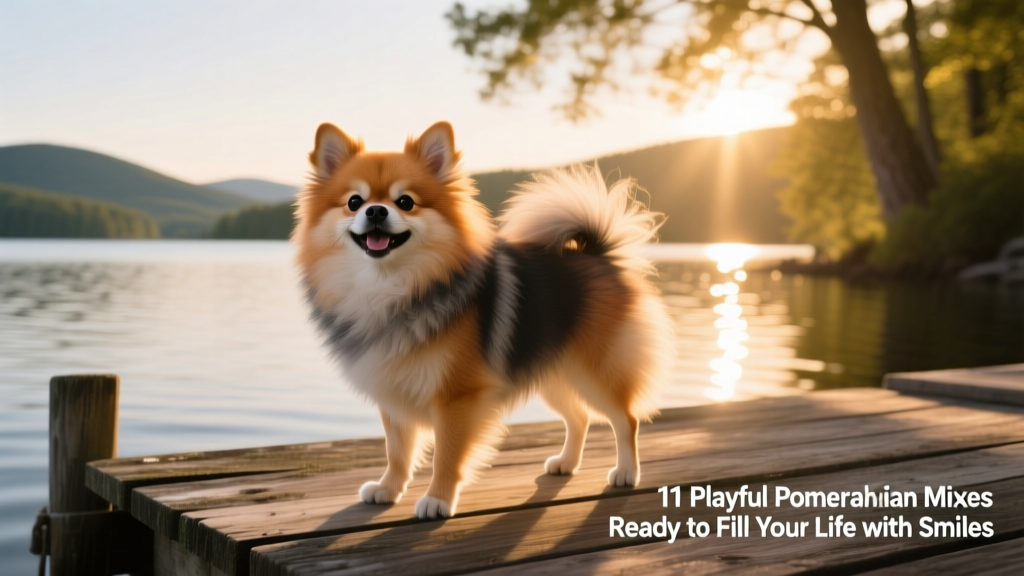 Pomchi, Chihuahua Pomeranian mix, standing on a dock