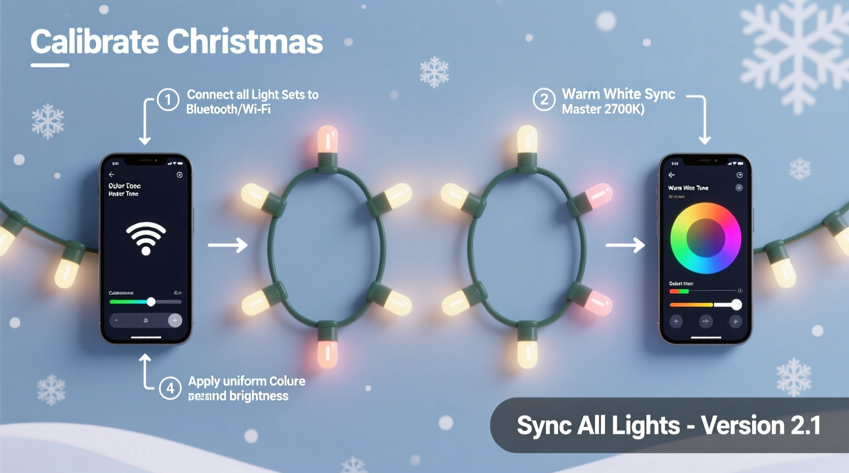 how to calibrate multiple smart christmas light sets to the same color tone