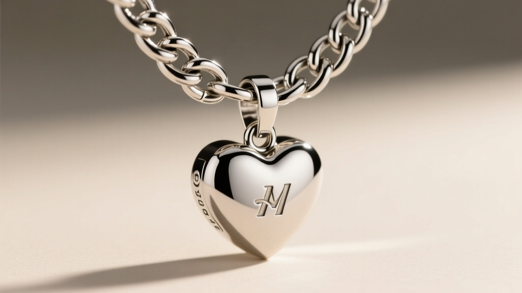 Macro shot of thick 4mm sterling silver Cuban link chain connecting to a heavy heart pendant via a reinforced, soldered jump ring