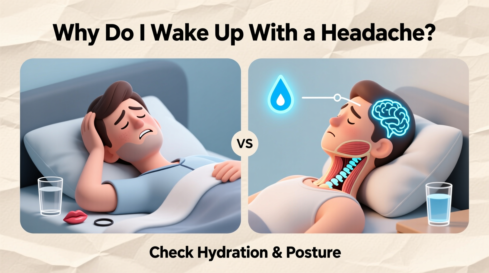why do i wake up with a headache hydration and posture checks