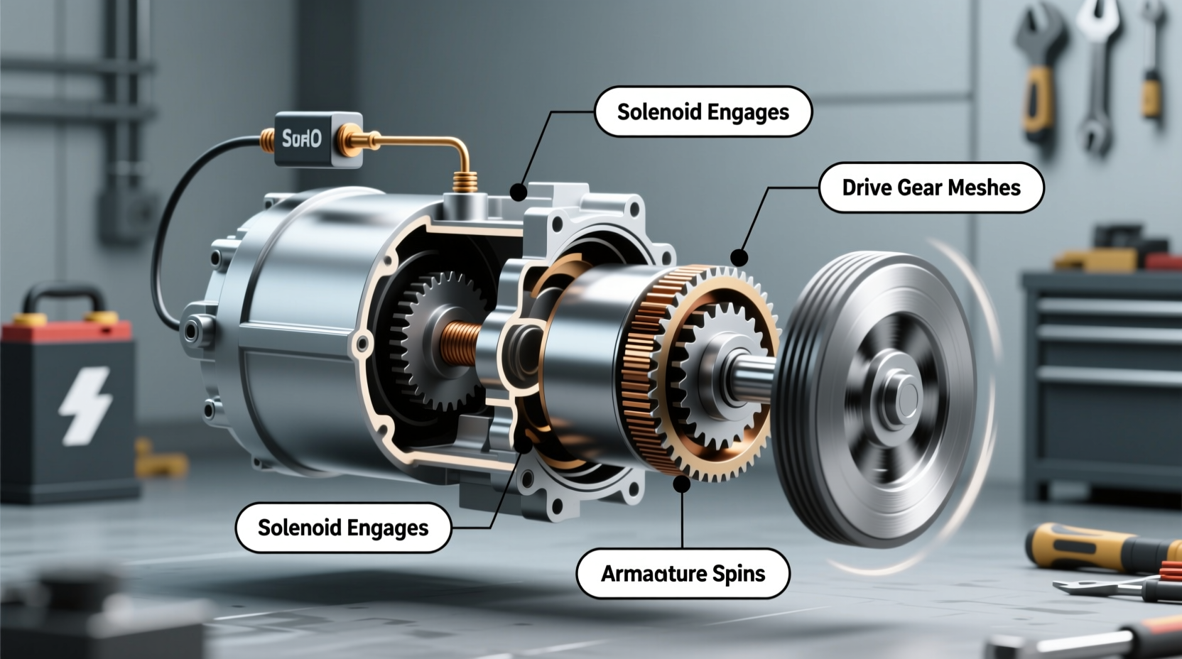 how does a starter motor work on a car