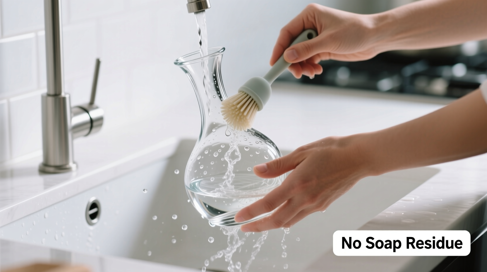 how to properly rinse a wine decanter so no soap residue ruins the bouquet