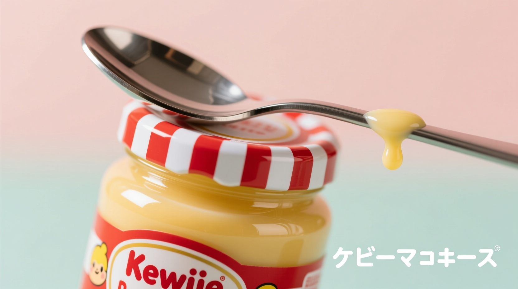 Close-up of Kewpie mayo bottle with spoon