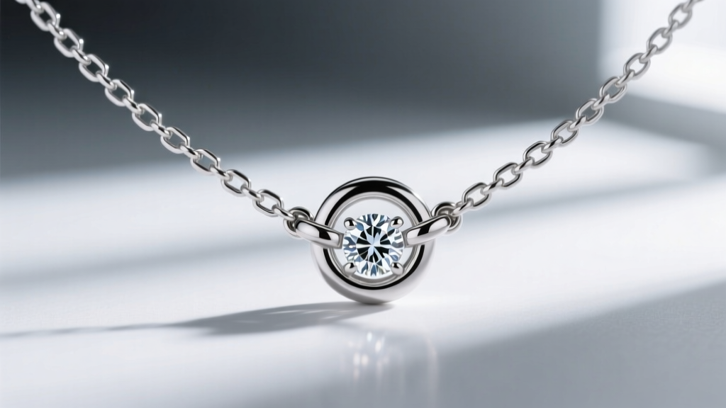 Extreme close-up of a platinum box chain connecting to a secure lobster clasp via a reinforced jump ring on a diamond necklace.