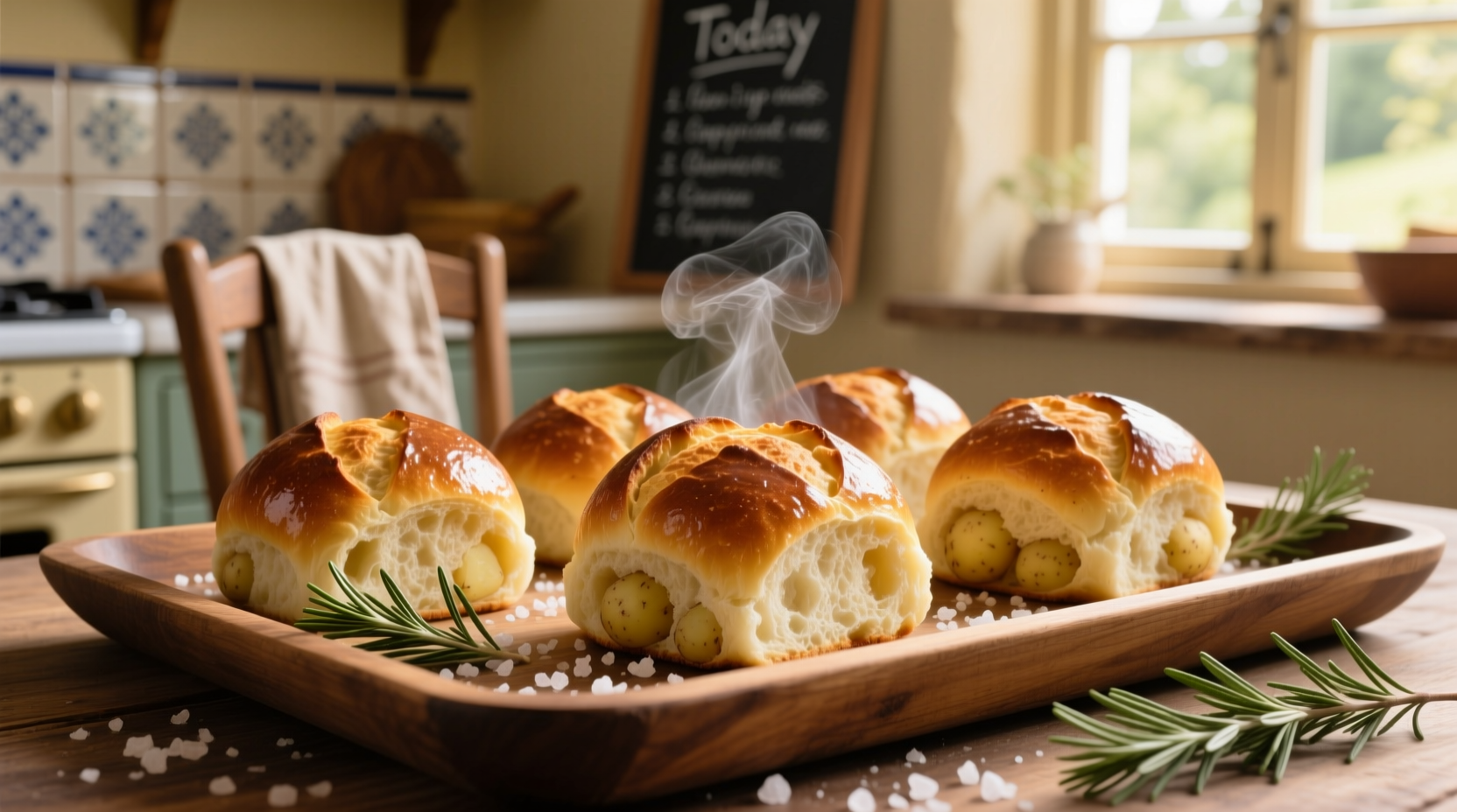 Homemade potato bread rolls golden brown