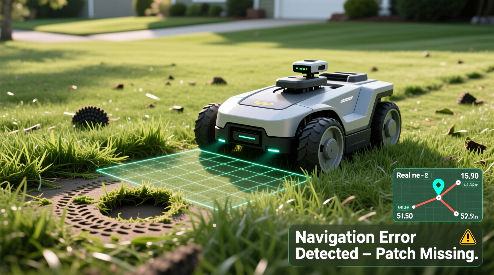 why is my robot mower missing patches of grass navigation tips