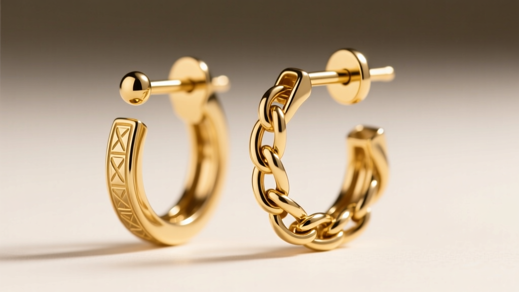 Close-up of a delicate 14k gold double earring chain connecting an 18g lobe stud to a 16g helix hoop, under soft studio lighting.