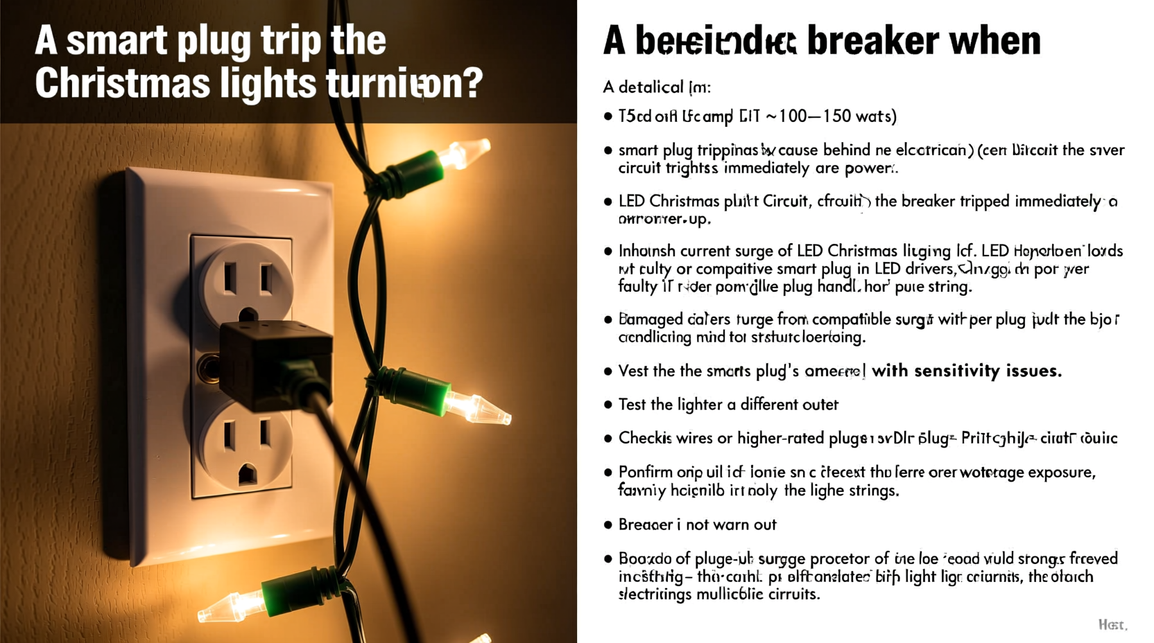 why does my smart plug trip the breaker when christmas lights turn on