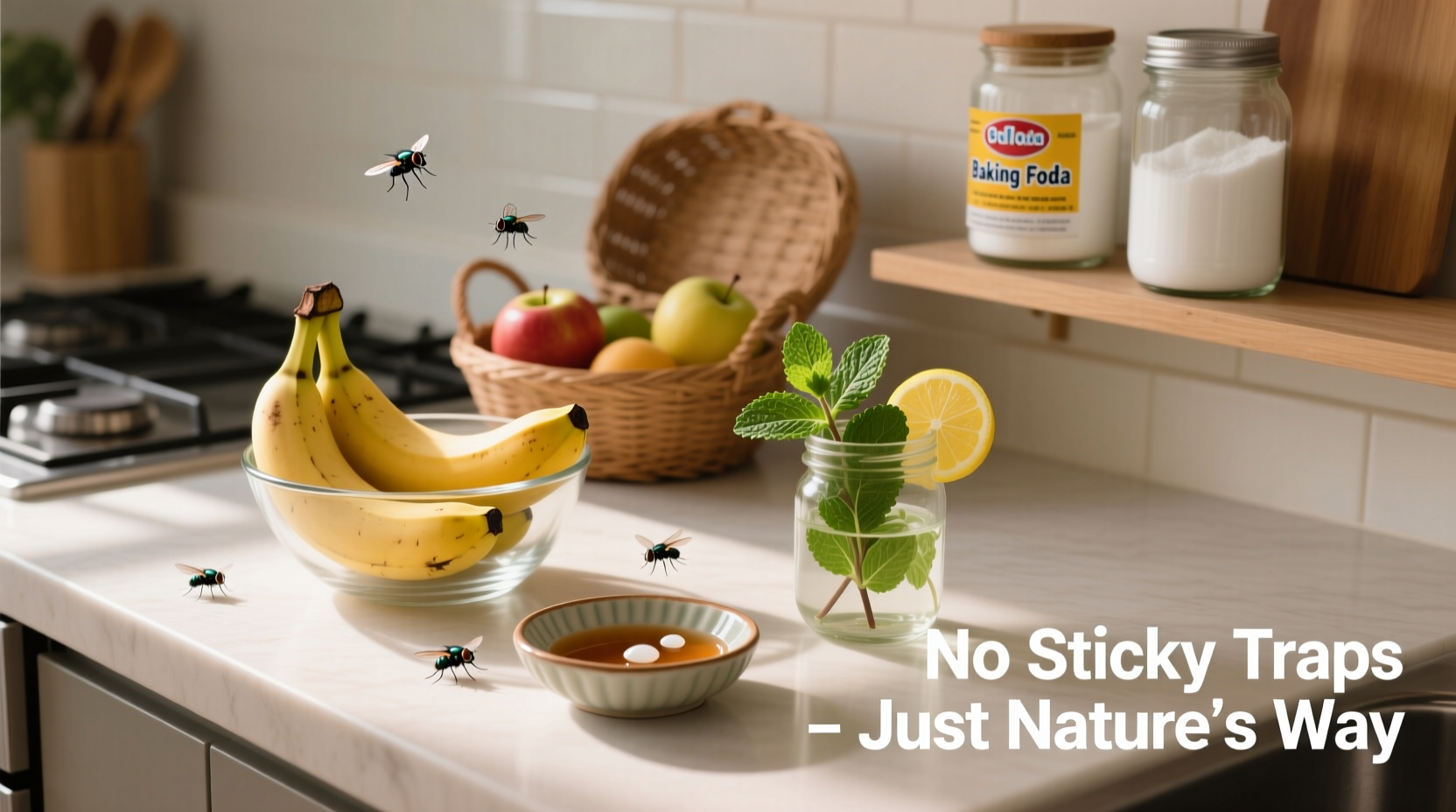 how to get rid of fruit flies naturally without sticky traps everywhere
