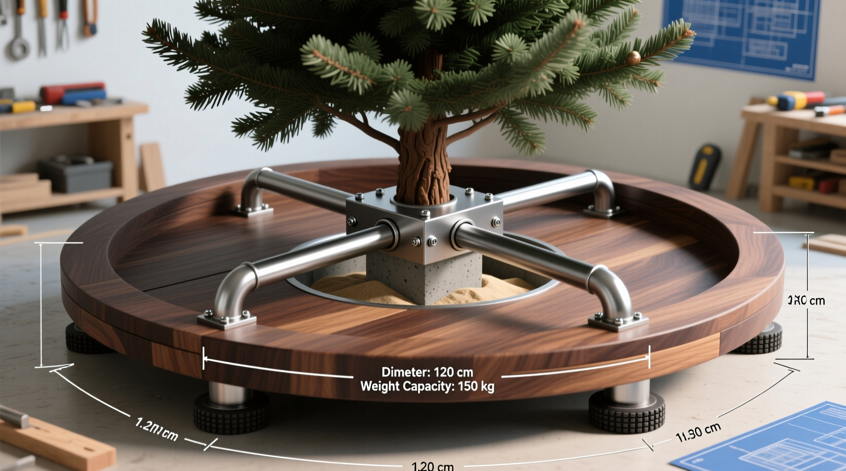 how to build a custom base for an oversized christmas tree to prevent tipping