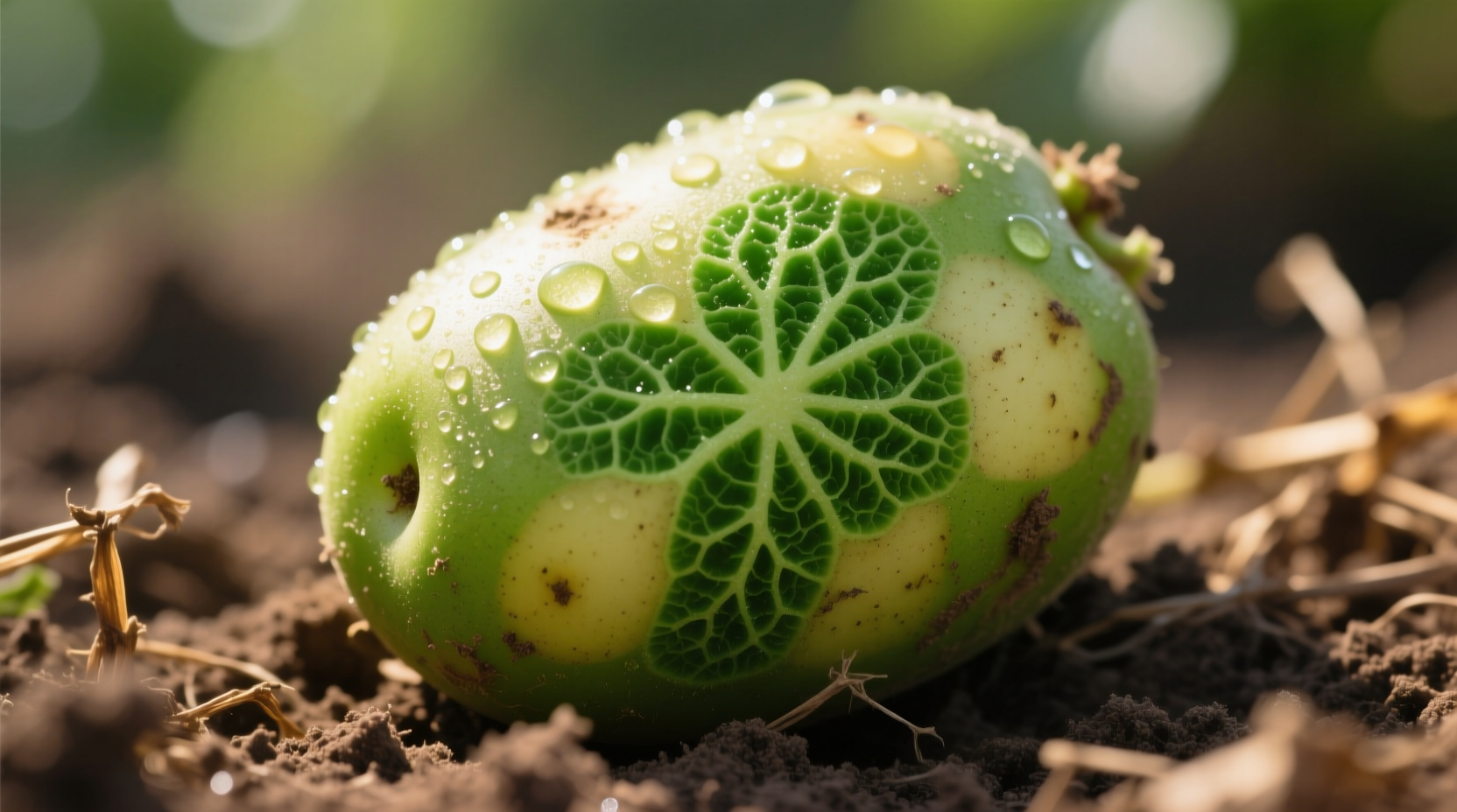 Green potato showing chlorophyll development