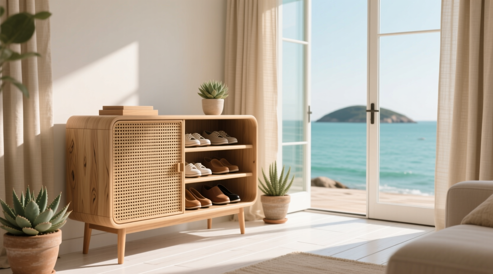 bay isle home natural rattan shoe storage cabinet wayfair sale