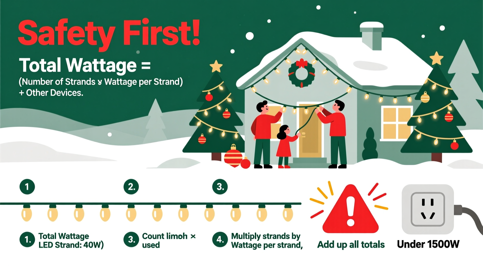 how to calculate total wattage of your christmas display to avoid overload