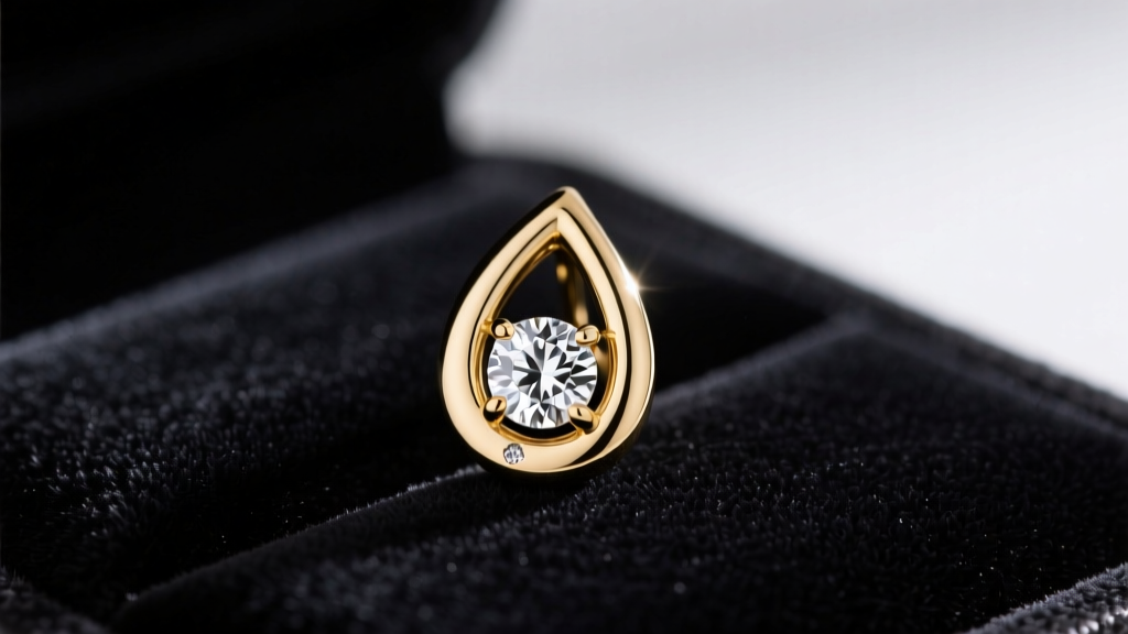 Vintage 18k white gold diamond drop earring on dark velvet, with one small accent diamond missing from the delicate halo setting.