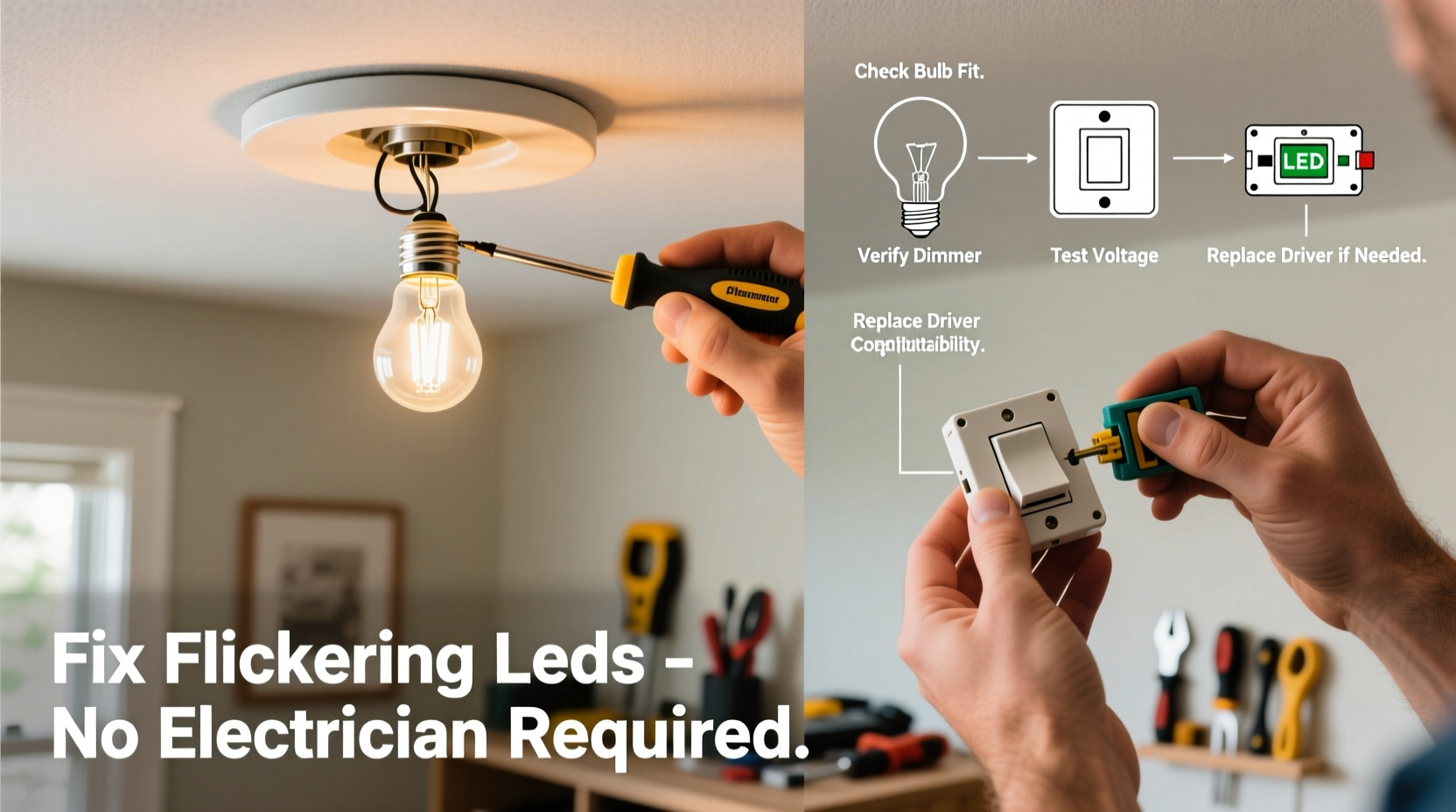 how to fix flickering led lights at home without calling an electrician