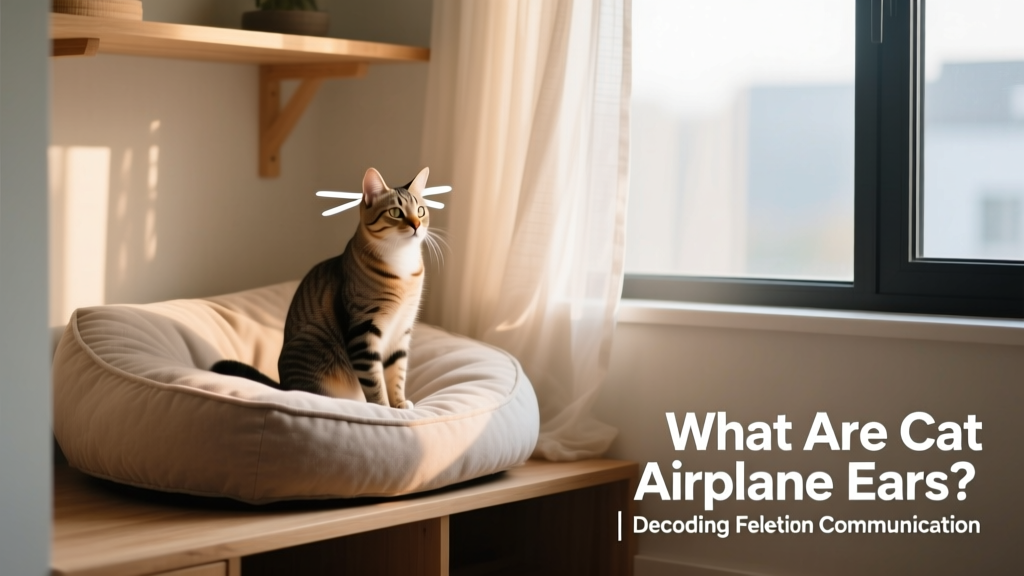 A cozy, quiet cat retreat: a soft bed on a high shelf beside a window, with curtains partially drawn