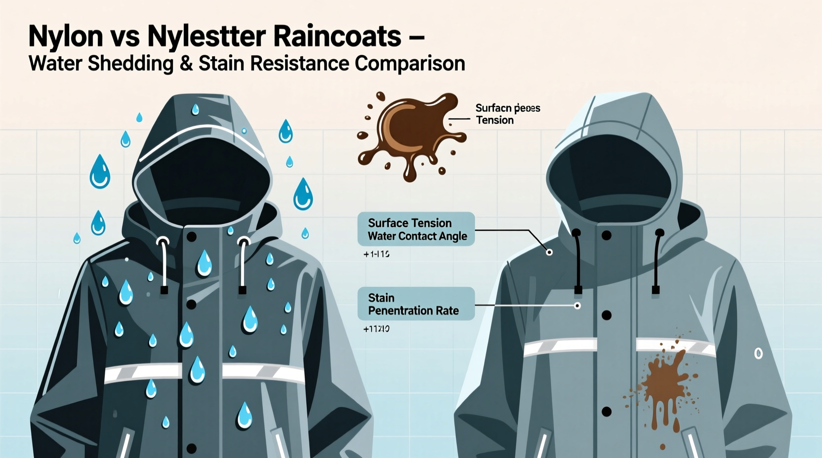 nylon vs polyester raincoats which sheds water better and resists stains