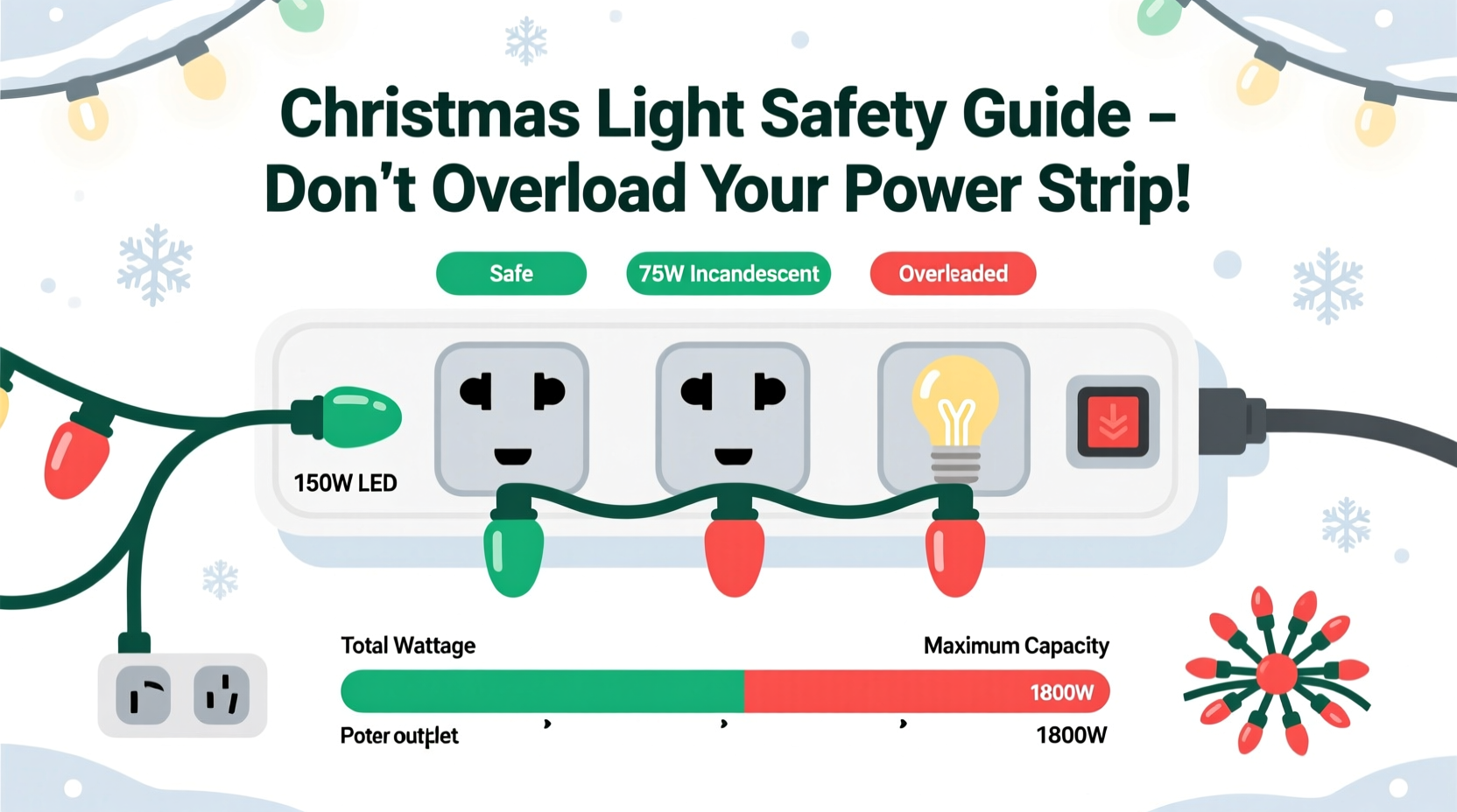 can you run christmas lights on a power strip safely wattage guide