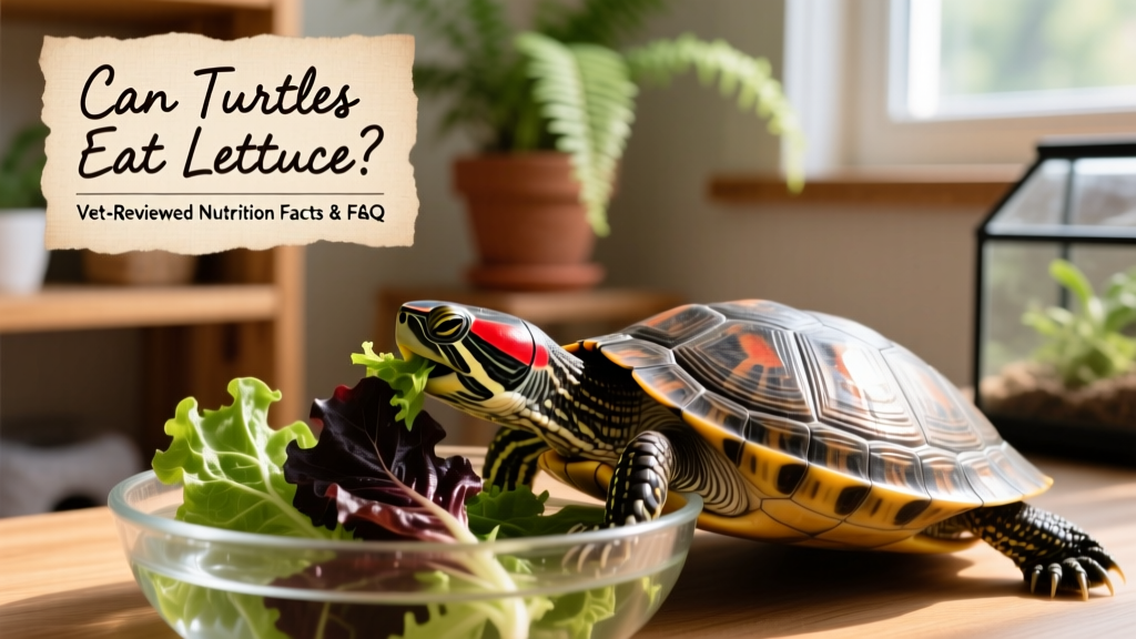 A red-eared slider turtle gently nibbling dark leafy greens in a shallow water dish
