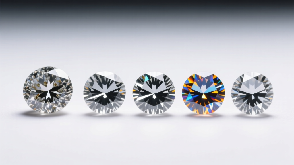Microscope view of natural diamond melee next to perfectly symmetrical CVD lab-grown melee stones under bright LED light