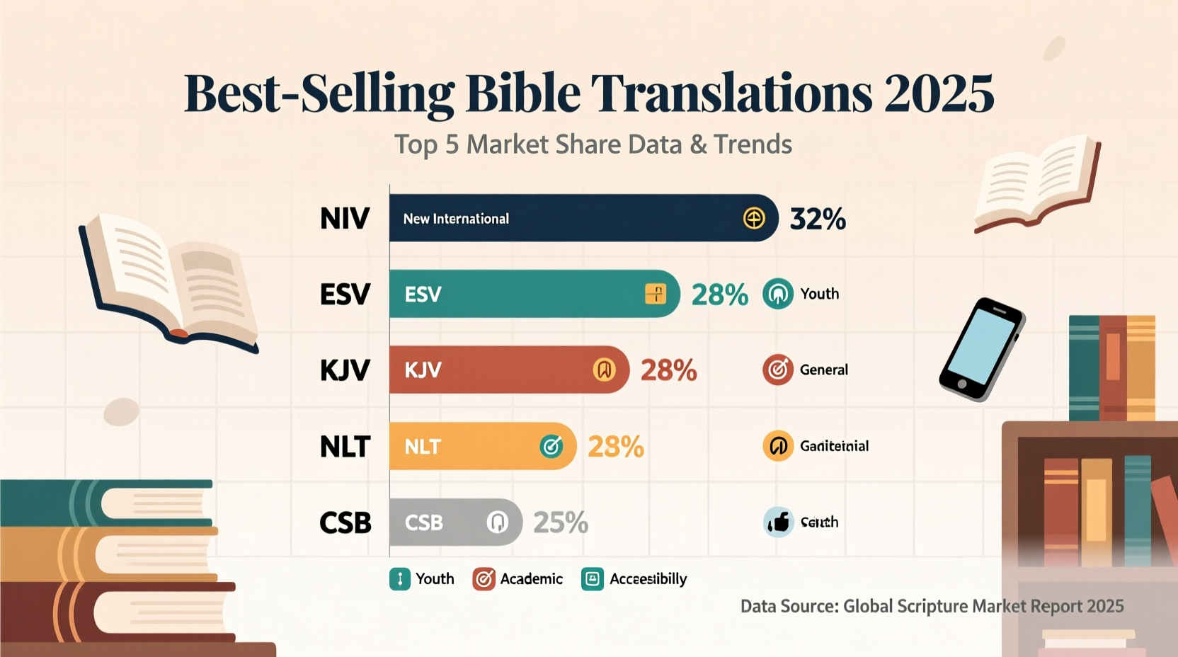 Best-Selling Bible Translations 2025: Top 5 Market Share Data & Trends